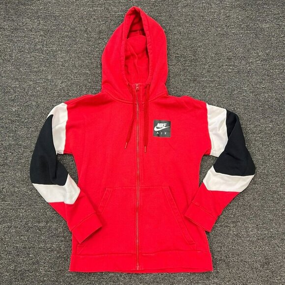 Nike Air Mens Red Athleisure Long Sleeve Pockets Full Zip Hoodie Jacket US Sz S - Picture 15 of 16